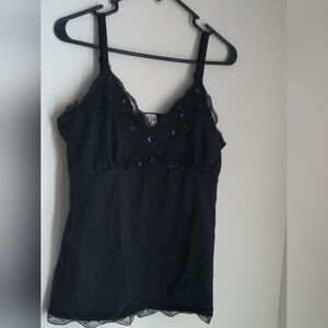 Butterfly Stretch Camisole Women 14/16W Black Lace TankChic Layering Casual Y2K